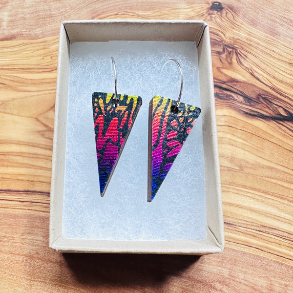 Wooden Traingle Earrings