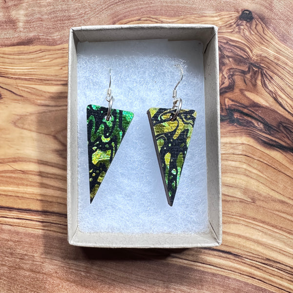 Wooden Traingle Earrings