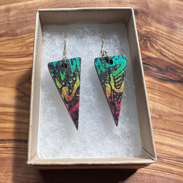 Wooden Traingle Earrings