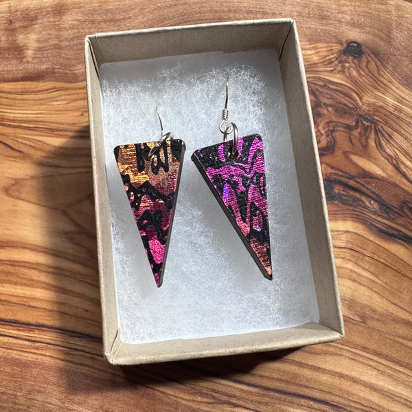 Wooden Traingle Earrings