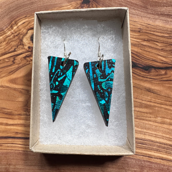 Wooden Traingle Earrings