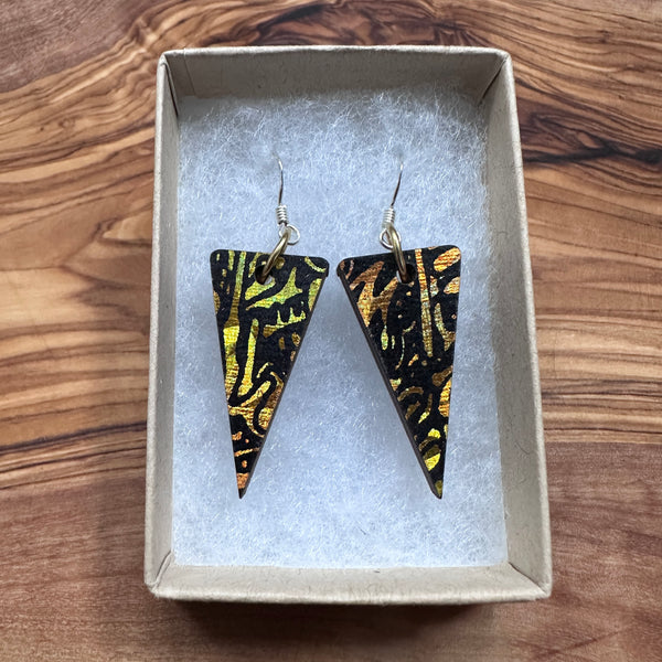 Wooden Traingle Earrings