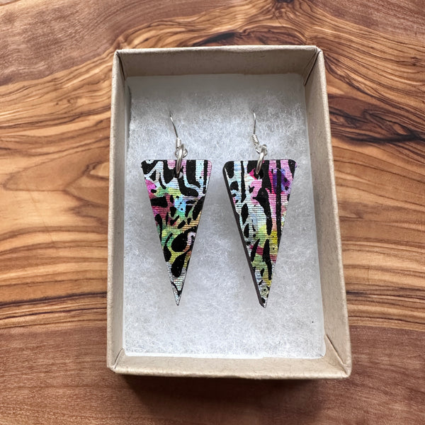 Wooden Traingle Earrings