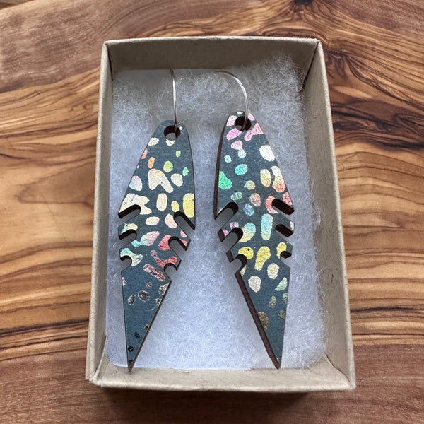 Wooden Feather Earrings